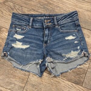 American Eagle Outfitters Ripped Blue Jean Shorts